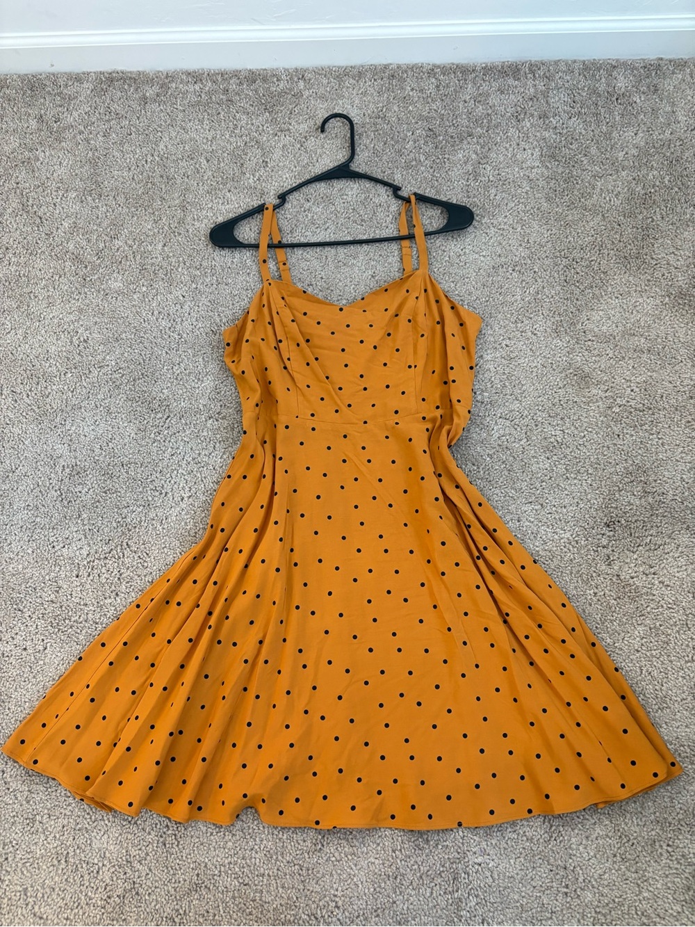 Old Navy Mustard Yellow Polka Dot Midi Dress
